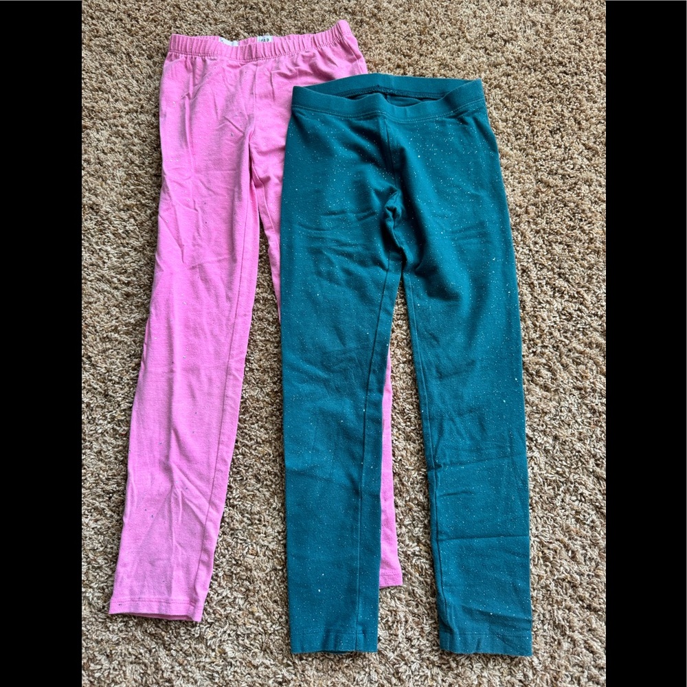 2 pairs leggings, with sparkles, size 8
